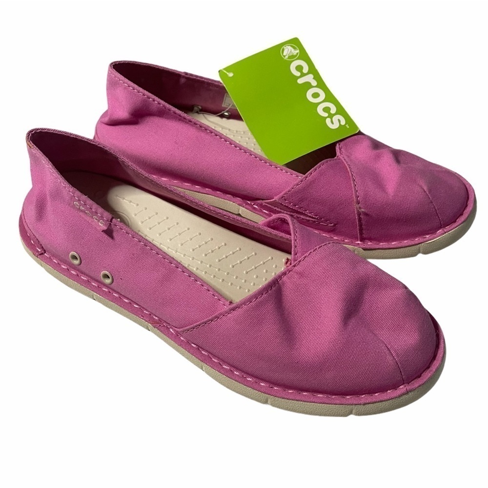 Crocs Hot Pink Cabo Girls Slip On Shoes Size 6 Preppy Travel Classic‎ Canvas